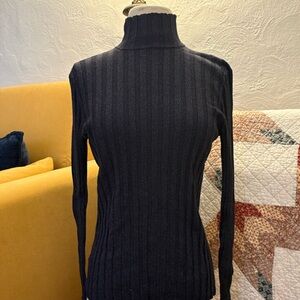 Worth Navy Ribbed Turtleneck Sweater